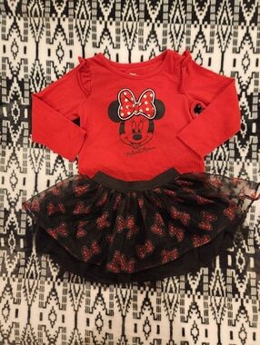 Disney Minnie Mouse Red & Black Tutu Dress, Size 2T